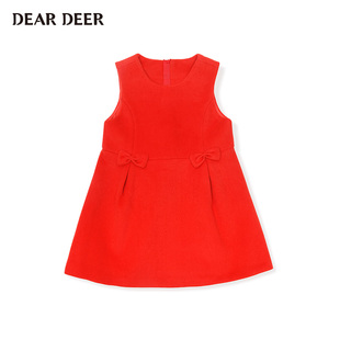 迪迪鹿女童背心裙冬装新款女宝宝公主风连衣裙儿童过年裙子潮