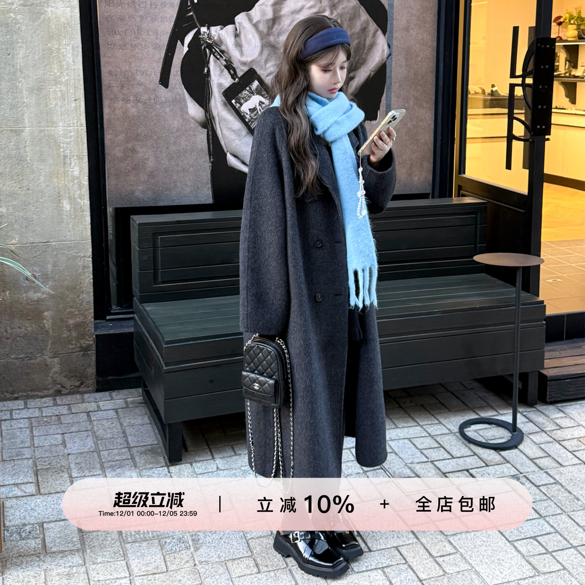 YIKOwow骆驼绒羊毛翻领双面呢女