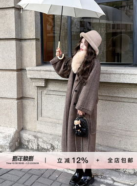 YIKOwow年度新贵大衣秋冬50牦牛绒1OO支绵羊毛腰带双面呢长款外套