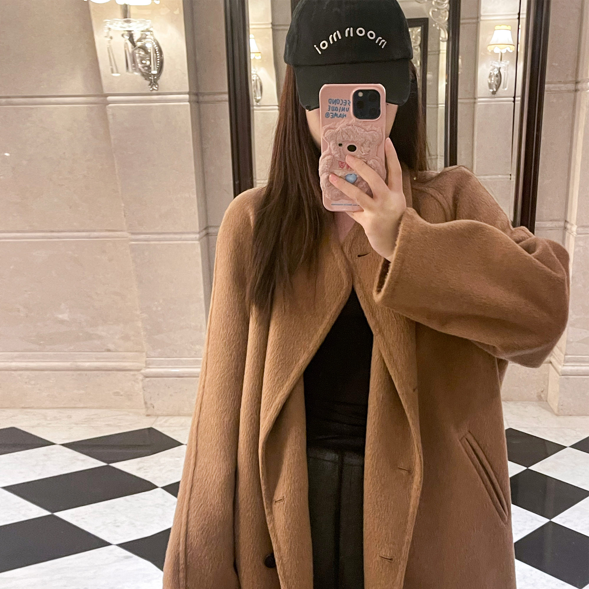 YIKOwow1OO骆驼绒双面呢大衣女冬