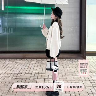 YIKOwow清潭洞爱丽丝 苏力羊驼白色小香双面呢大衣秋冬百搭短外套