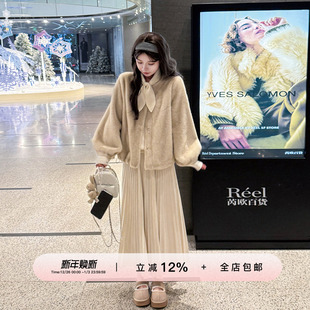 A字压褶显瘦气质百搭长裙 百褶半身裙女秋冬新款 YIKOwow 奶油风琴