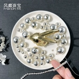 Бусины, серебряный браслет, плетеный браслет с одной бусиной, материал, серебро 999 пробы, жемчужное серебро