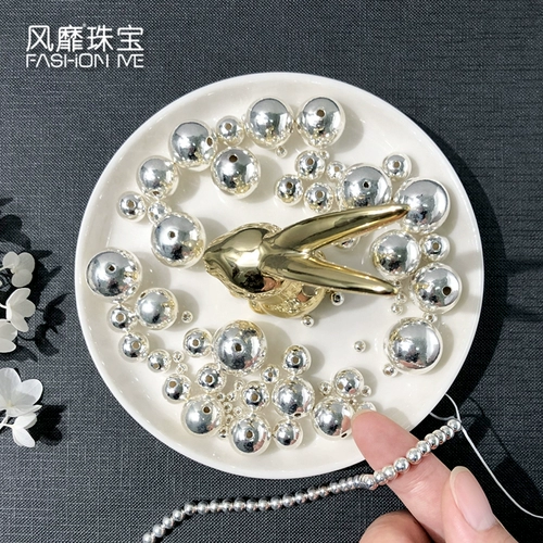 Бусины, серебряный браслет, плетеный браслет с одной бусиной, материал, серебро 999 пробы, жемчужное серебро