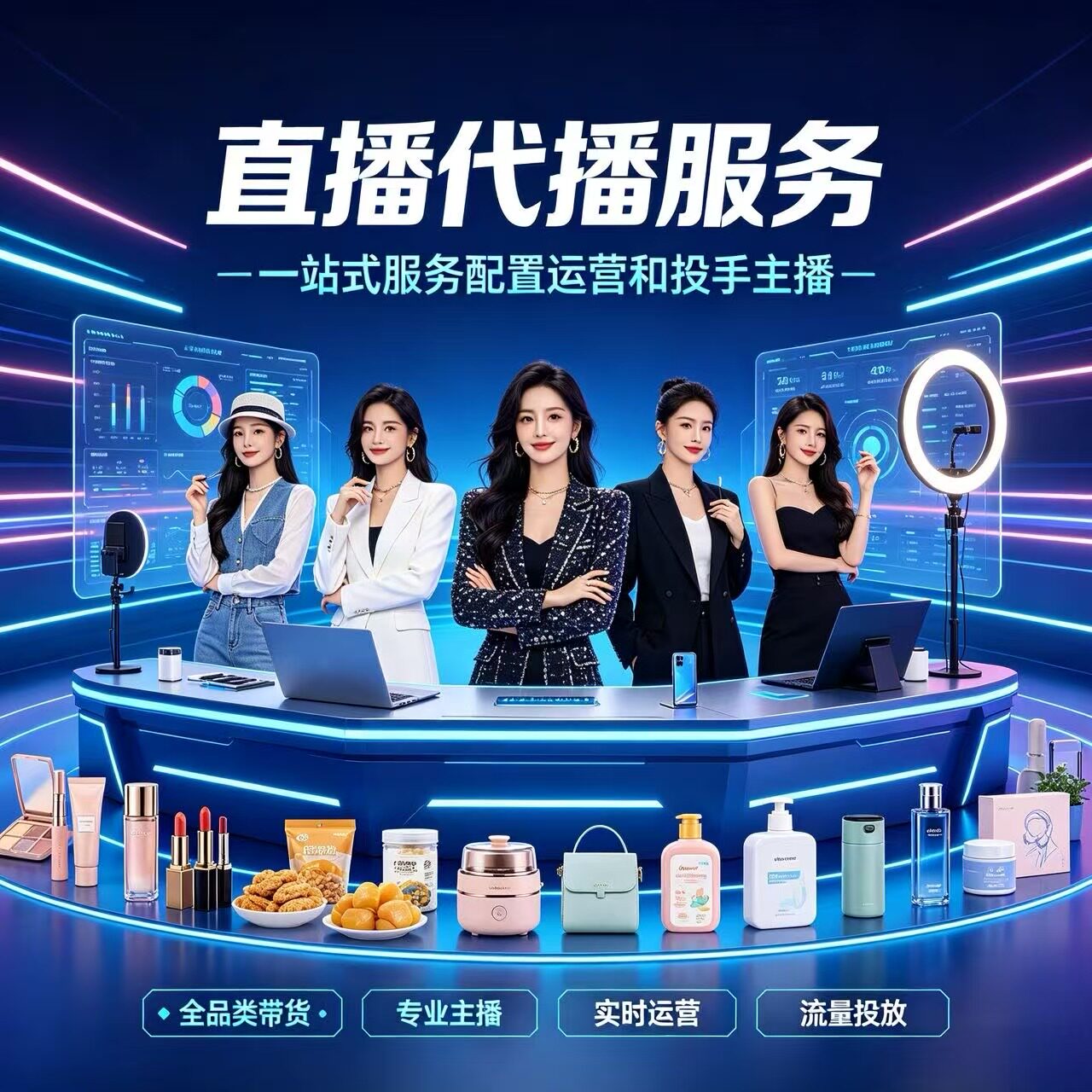 直播代播代运营抖音淘宝小红薯直平面广告设计