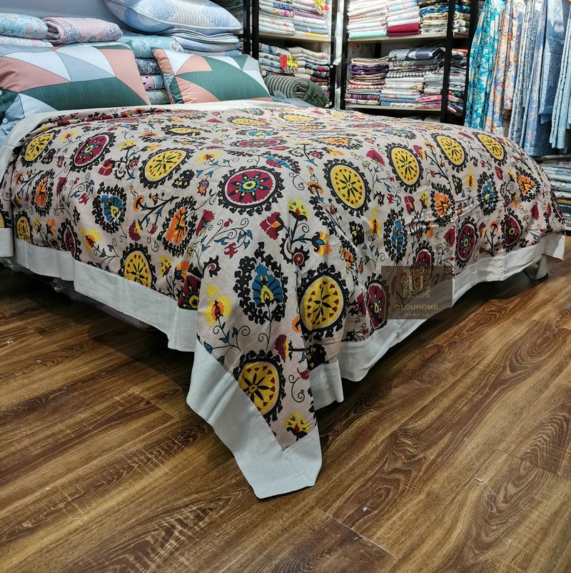 外贸尾单夏凉被酵洗细软亚麻盖毯