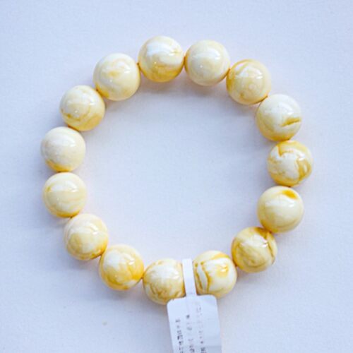 14.5mm精品俄料奶油瓷白花蜡圆珠蜜蜡手串25.4克 蜡质醇厚
