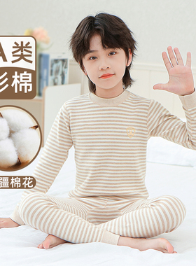 男童内衣套装全棉秋衣秋裤儿童套装8宝宝a类14彩棉12纯棉13岁男孩