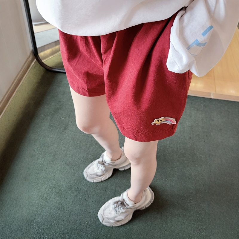 AMYOYOJA夏新款 多色百搭小彩虹纯棉松紧腰遮肉显腿长休闲短裤女