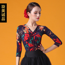 Latin dance dress female adult modern dance dress Training Dress summer national standard dance professional dance dress female top long sleeve
