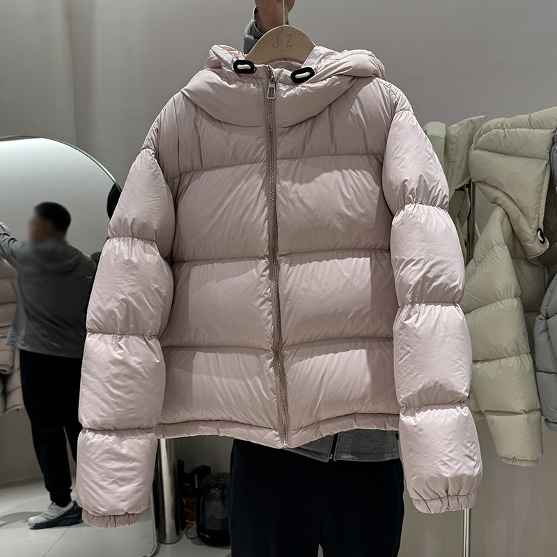 短款鹅绒羽绒服女面包服外套连帽