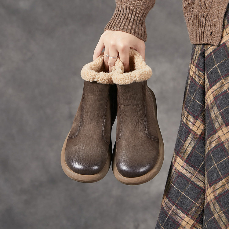 冬季新款加厚羊羔绒内里休闲百搭女棉靴子雪地靴女头层牛皮,女鞋,时尚雪地靴,淘宝优惠券,粉丝福利购,淘宝优惠卷