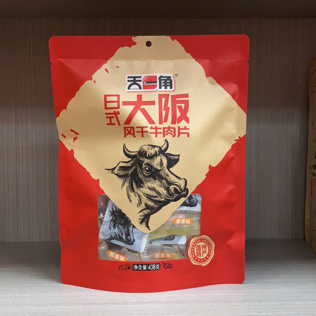温州湖岭特产 天一角日式大阪风干牛肉片438g酱香味休闲零食