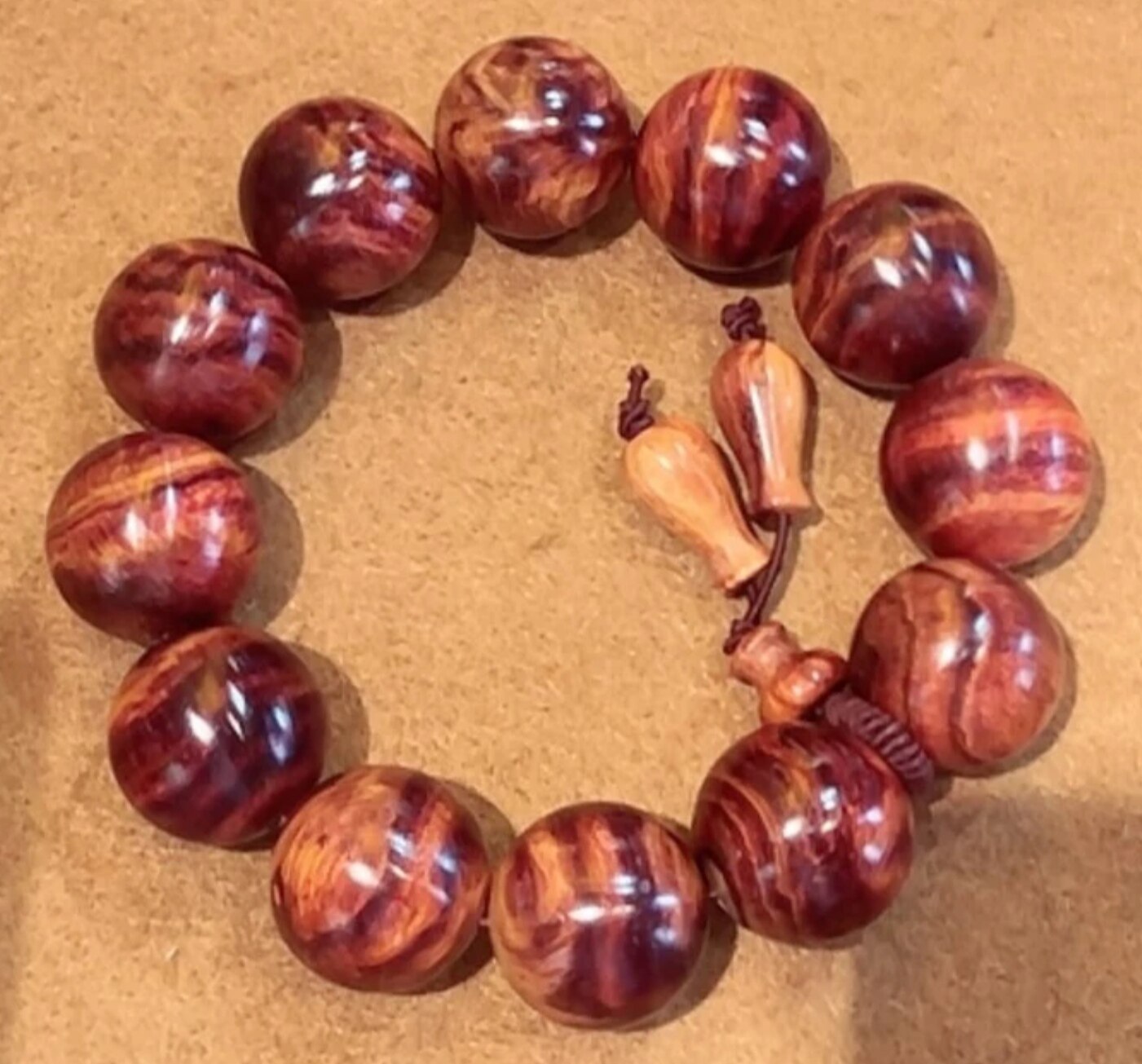 海南黄花梨无漆无蜡不上色(自然色降香黄檀手串/手链20mm*12颗