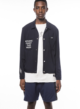 瑕疵特价 YALUTO基本线 Season1 深蓝色印花背部刺绣外套清仓