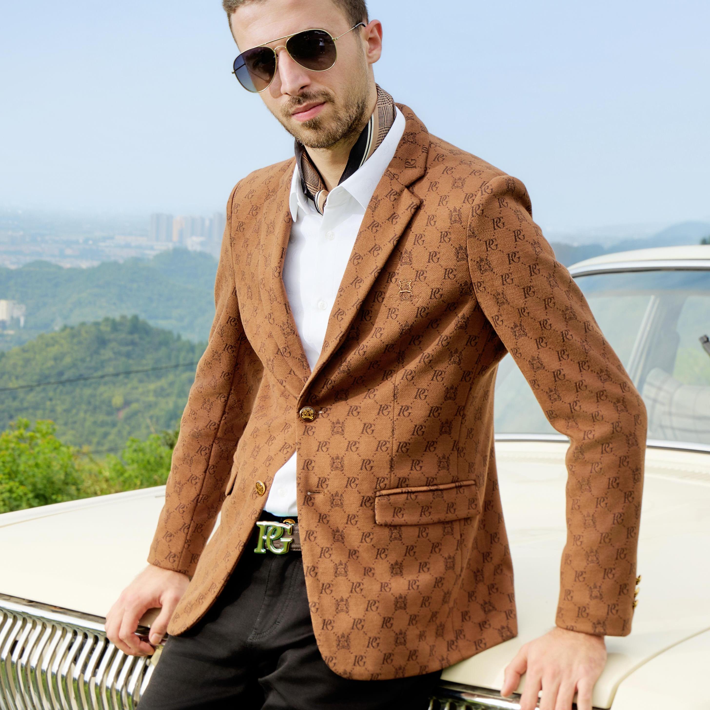 【专柜同款】帕基诺秋季男士肌理感提花保暖柔软休闲通勤西装西服