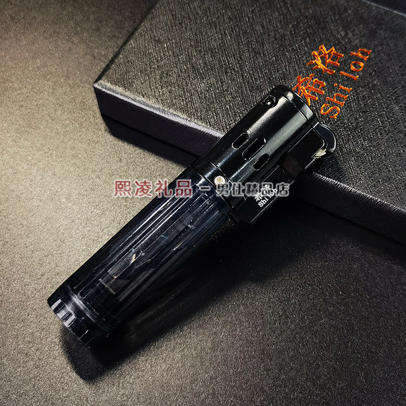 SHILOH希洛 砂轮直冲气体打火机半透明可点雪茄家用塑料