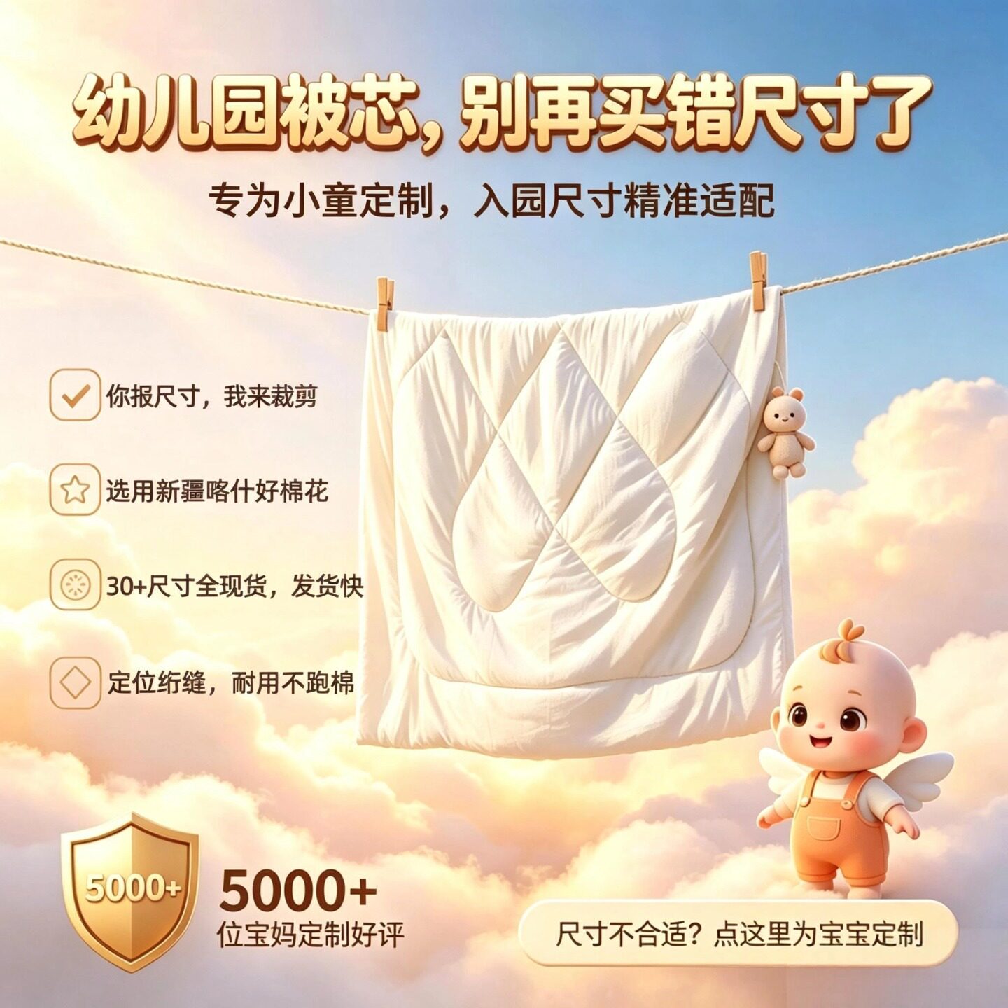 特殊尺寸幼儿园儿童棉芯纯棉定做图片