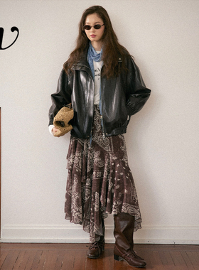 Even Vintage | 波嬉风佩斯利 长款复古百搭新款不规则印花半身裙