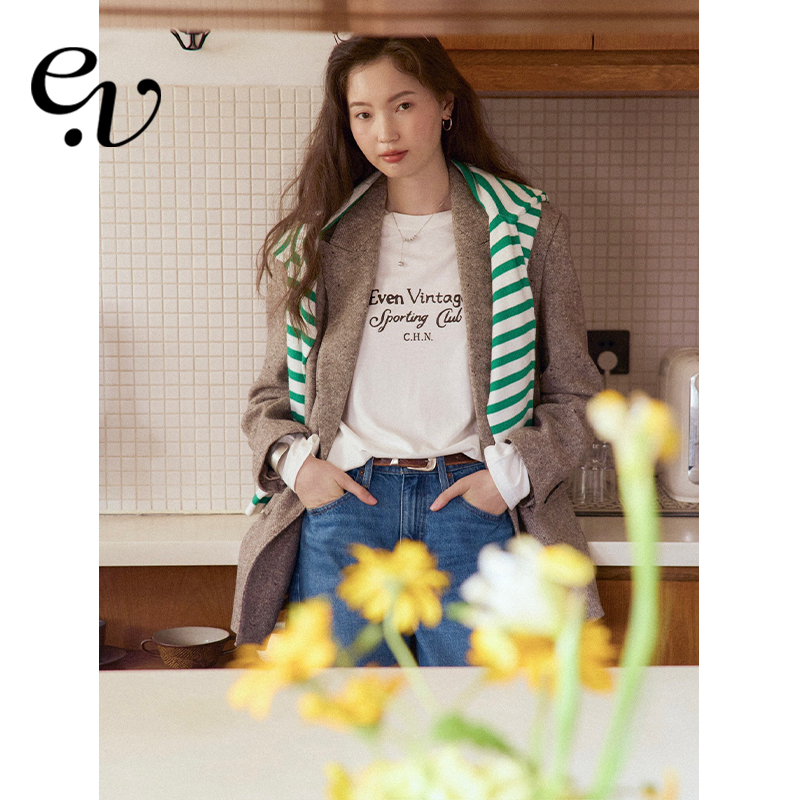 复古腔调品质绵羊毛花呢宽肩