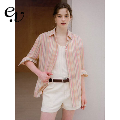 彩虹条纹衬衫上衣EvenVintage