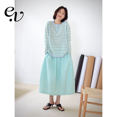 【明星同款】Even Vintage| 莱赛尔亚麻复古撞色条纹夏长袖针织衫