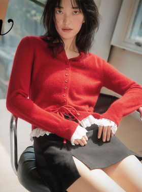 Even Vintage|JI致亲肤马海浣熊毛 空气感温柔毛衣设计感针织开衫