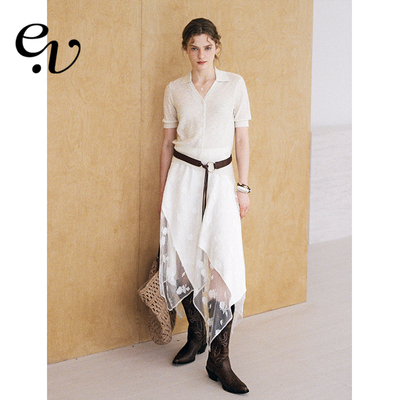 Even Vintage | 浪漫解构 A字双层蕾丝不规则下摆设计感半身裙