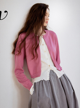 Even Vintage|100%羊毛 早春优雅精美蕾丝花边假两件针织开衫毛衣