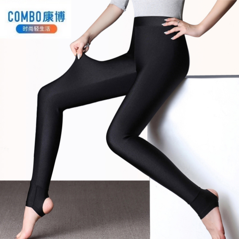 康博冬季特厚打底裤女加绒加厚保暖裤胖人大码时尚光泽外穿踩脚裤