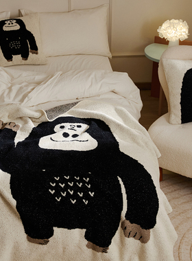 大猩猩软糯半边绒毯子抱枕A类毛毯针织休闲盖毯办公室午睡沙发毯