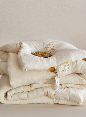 软绵糯叽A类全棉双层纱棉提花大豆春秋被子加厚保暖冬被四季被芯