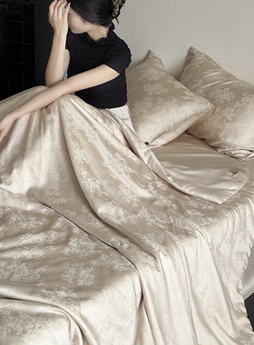 轻奢温柔兰精天丝提花夏凉被四件套小香法式盖被空调薄被子可水洗