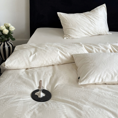 轻奢高级感法式全棉提花床品100S长绒棉纯棉中式床单笠被套四件套