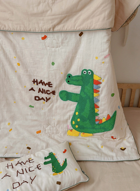 ins乖乖恐龙A类儿童全棉纱布夏被婴幼儿夏凉被空调薄盖被子可水洗