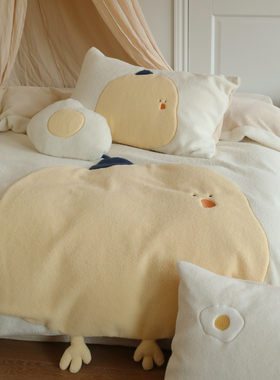 暖绒小咕鸡牛奶绒儿童床品秋冬保暖仿羊绒加厚毛绒床单床上四件套