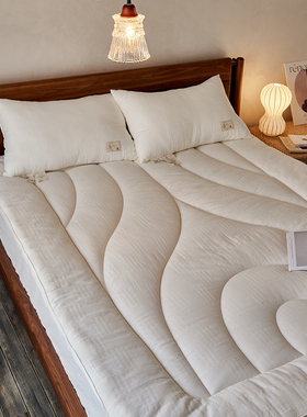 A类全棉华夫格软糯大豆纤维床垫子加厚床褥子1.8米榻榻米防滑床垫