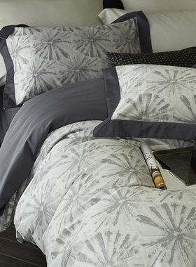 北欧简约有氧全棉A类贡缎水洗色织提花长绒棉床品纯棉被套四件套