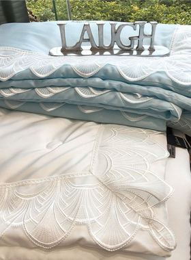 进口蕾丝边貌美轻奢高端60支天丝夏被 纯色丝滑可水洗空调被子