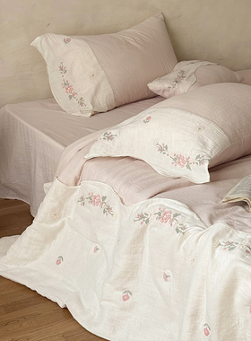 少女清新纯棉双层纱A类仙女夏被四件套全棉夏凉空调薄被子可水洗