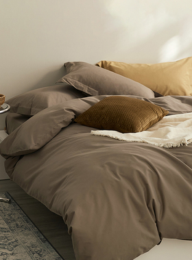 北欧极简100s轻奢高级全棉软磨毛纯色四件套纯棉床单笠床品