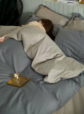 北欧简约Merrick素色细腻的轻磨毛秋冬全棉长绒棉床品美式四件套