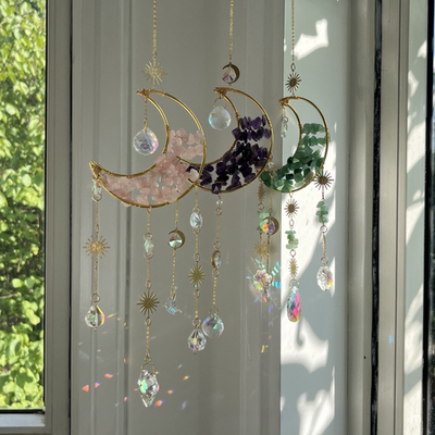 suncatcher阳光捕手光影风铃挂件手工编水晶太阳捕手月亮居家工艺