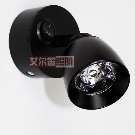 客厅黑色明装射灯背景墙灯万向 过道玄关灯床头壁灯照画LED射灯3W