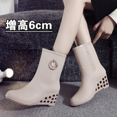 套鞋 新款 女加绒雨鞋 短筒雨靴外穿厨房工作胶鞋 韩国时尚 高跟防水鞋