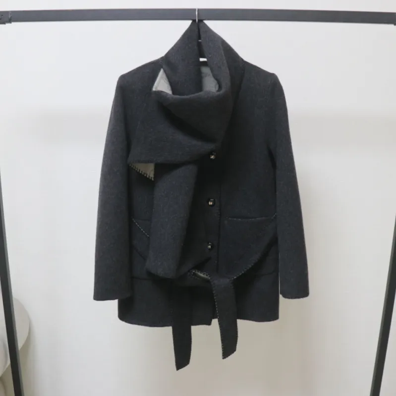 欧洲站双面羊毛大衣女冬2025新款韩版单排扣宽松羊毛外套时尚