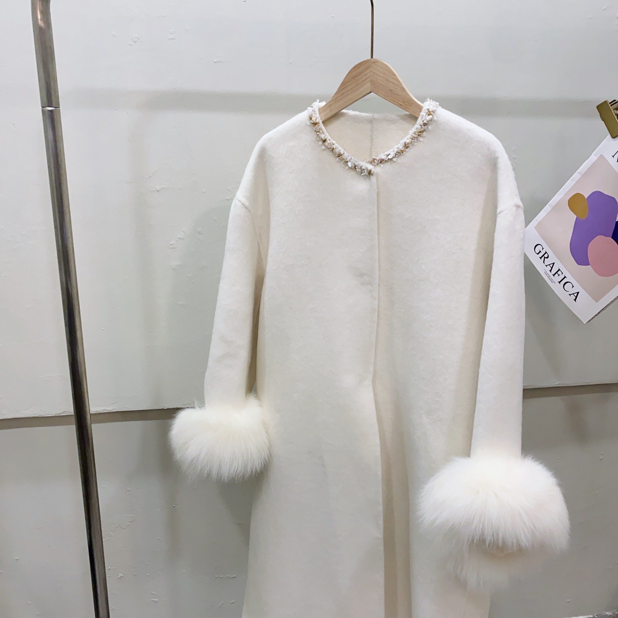 2025秋冬新款双面羊毛大衣韩版宽松袖子毛毛毛呢外套现货