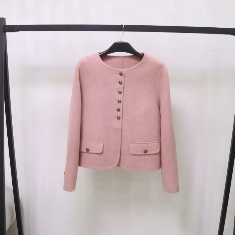 韩国东大门小香风气质双面羊毛毛呢大衣外套女短款女2023秋冬新款