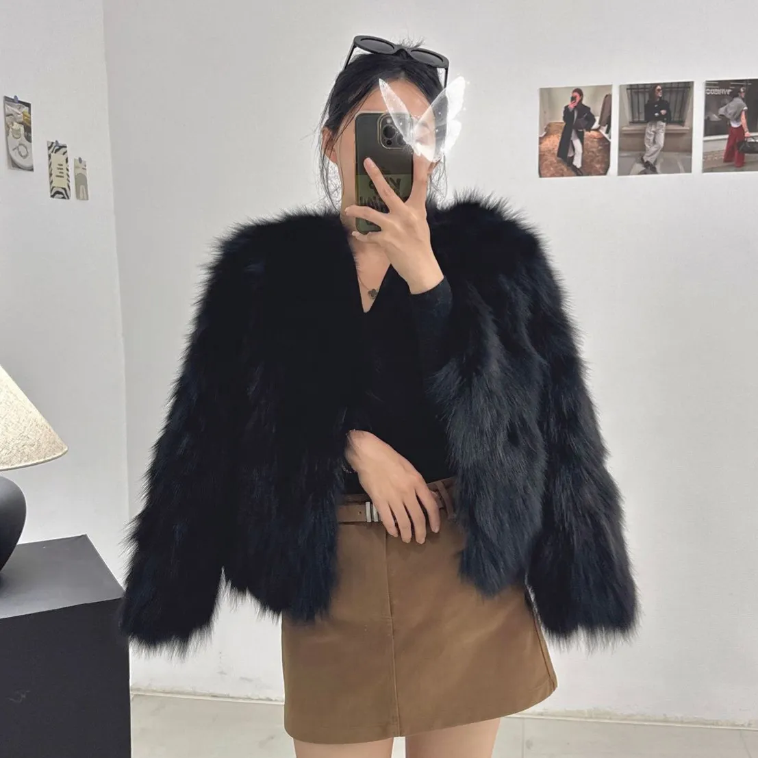 经典款狐狸毛小个子短款大衣海宁皮草真毛年轻款 百搭外套女