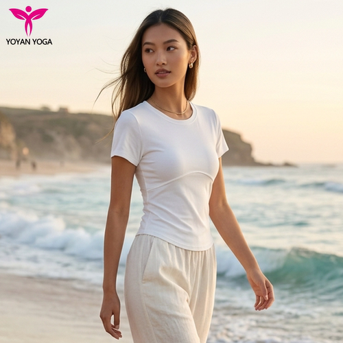 悠妍圆领瑜伽服女士短袖T恤DX26598垂感舒适运动上衣